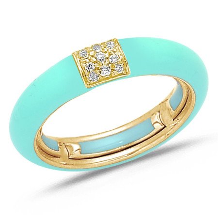 Anello in Smalto Tiffany Blu Oro Giallo e Brillanti Anello in Smalto Tiffany Blu Oro Giallo e Brillanti