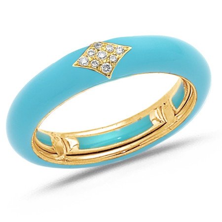 Ring in Turquoise Enamel  Yellow Gold and Diamonds Ring in Turquoise Enamel  Yellow Gold and Diamonds