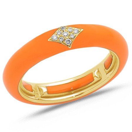 Ring in Orange Hermes  Enamel  Yellow Gold and Diamonds Ring in Orange Hermes  Enamel  Yellow Gold and Diamonds