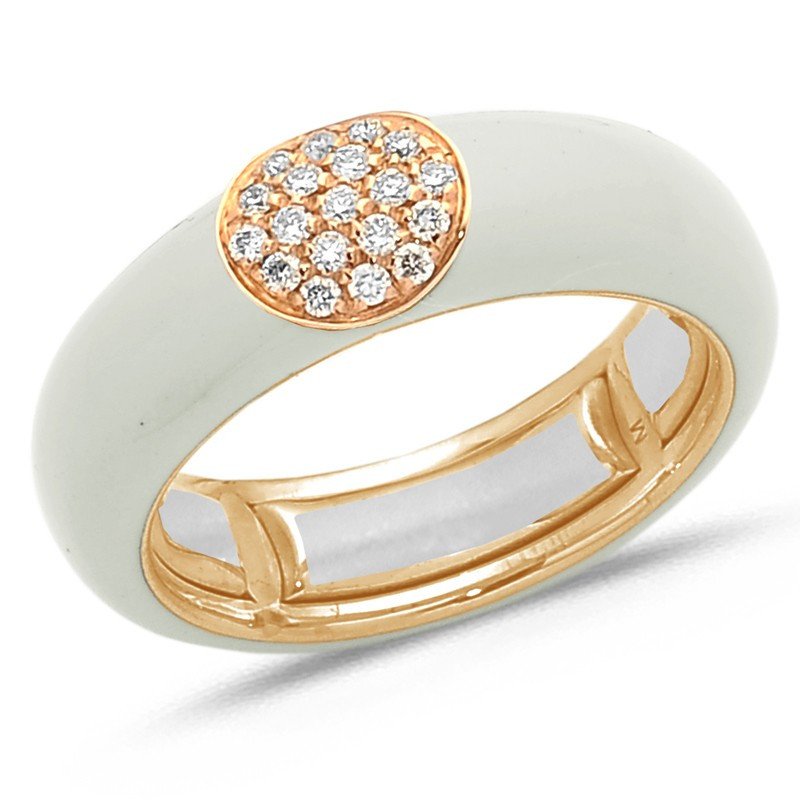 Ring in White Ivory Enamel Rose Gold and Diamonds Ring in White Ivory Enamel Rose Gold and Diamonds