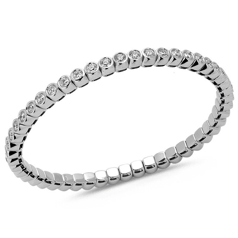 Bracciale Tennis Brillanti Estensibile Castoni Oro Bianco Bracciale Tennis Brillanti Estensibile Castoni Oro Bianco