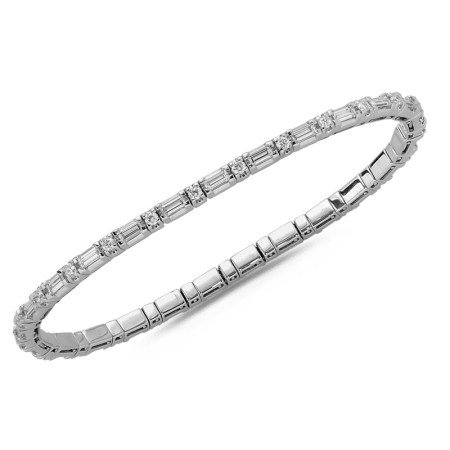 Tennis Expandable Baguette Diamond Bracelet White Gold