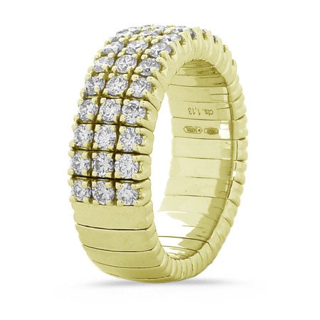 Anello Espandibile Tre File di Brillanti Metà Giro Oro Giallo 1CQ44G Anello Espandibile Tre File di Brillanti Metà Giro Oro Giallo 1CQ44G
