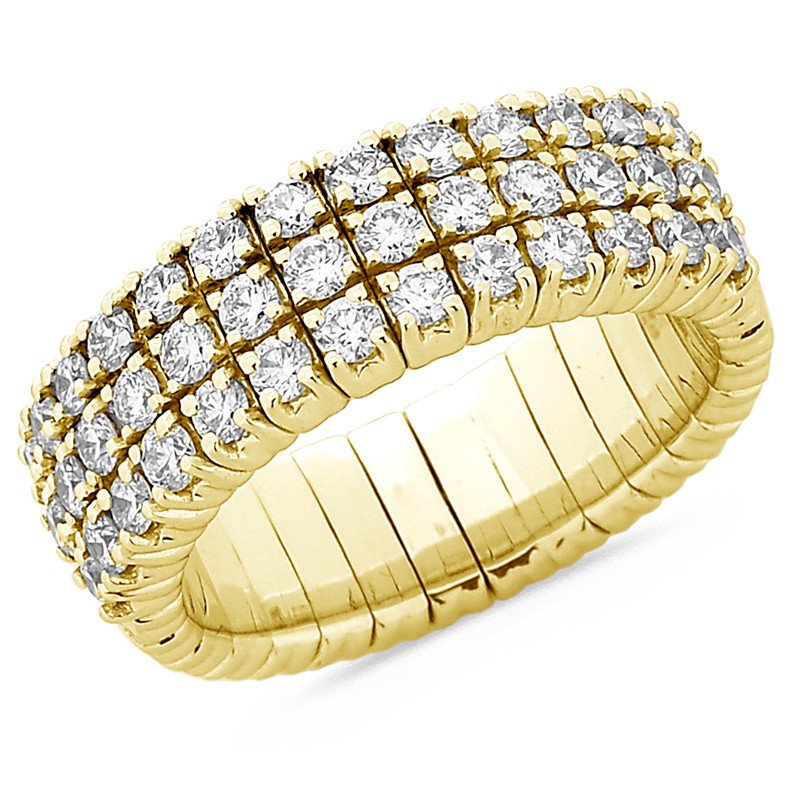 Anello Espandibile Tre File di Brillanti Metà Giro Oro Giallo 1CQ44G Anello Espandibile Tre File di Brillanti Metà Giro Oro Giallo 1CQ44G