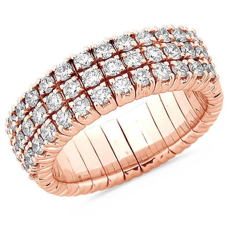 Anello Espandibile Tre File di Brillanti Metà Giro Oro Rosa 1N544R Anello Espandibile Tre File di Brillanti Metà Giro Oro Rosa 1N544R