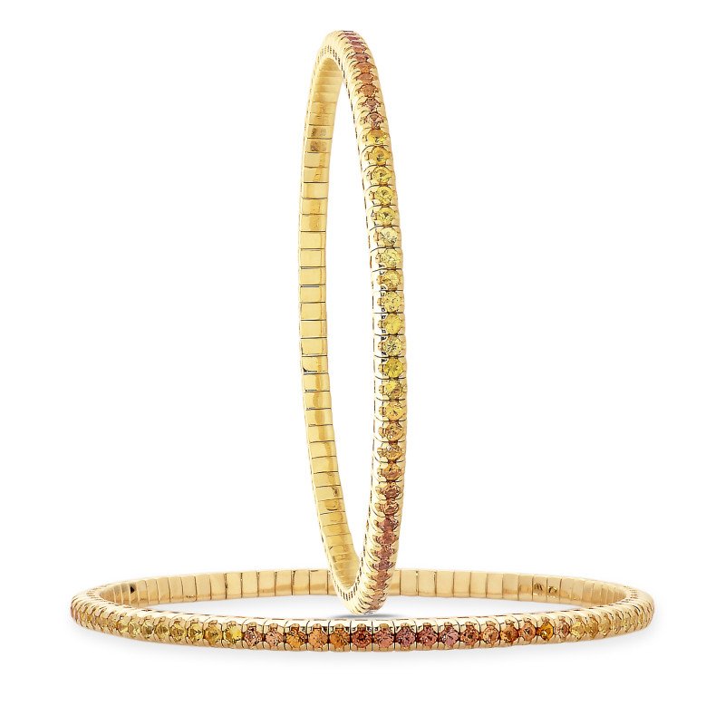 Gradient Sapphires Expandable Tennis Bracelet, Yellow Gold