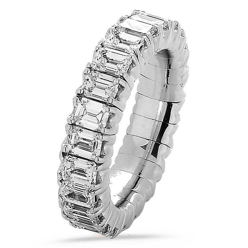 Emerald Cut Diamond Ring Eternity  Expandable Band White Gold  1N617W Emerald Cut Diamond Ring Eternity  Expandable Band White Gold  1N617W
