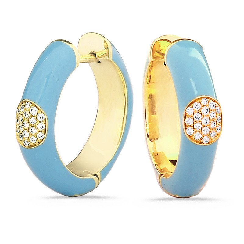 Hoop Earrings Green Enamel
Yellow Gold with Diamonds Hoop Earrings Green Enamel
Yellow Gold with Diamonds
