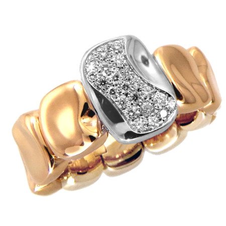 Expandable Diamond Pave' Ring Nugget Yellow Gold Expandable Diamond Pave' Ring Nugget Yellow Gold