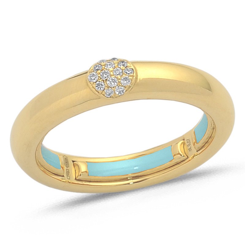Fede Matrimoniale Misura Dito Autoregolante Oro Giallo e Brillanti Smalto Verde Tiffany Fede Matrimoniale Misura Dito Autoregolante Oro Giallo e Brillanti Smalto Verde Tiffany